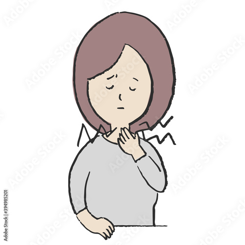 体調不良　のどが痛い女性
