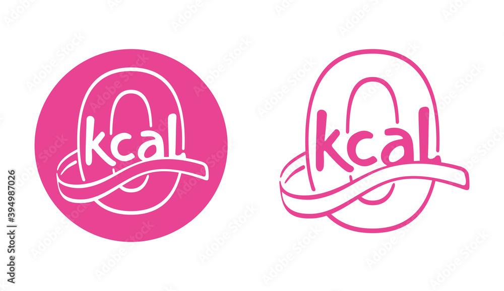 0 kcal icon in drawn flat style - stamp for packaging of zero calories diet food packaging - zero sign with measuring tape around 0 kcal icon in drawn flat style - stamp for packaging of zero calories diet food packaging - zero sign with measuring tape around