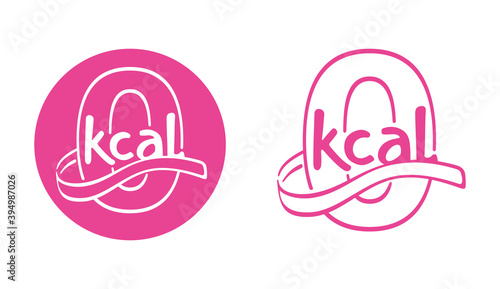0 kcal icon in drawn flat style - stamp for packaging of zero calories diet food packaging - zero sign with measuring tape around