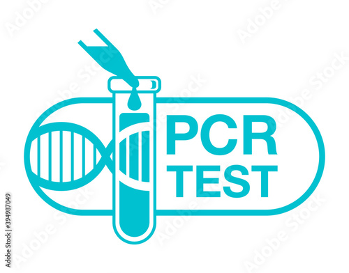 PCR testing button or marking - polymerase chain reaction - disease prevention and fight against coronavirus pandemic - vector emblem photo