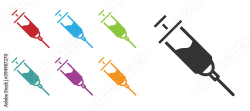 Black Doping syringe icon isolated on white background. Set icons colorful. Vector.