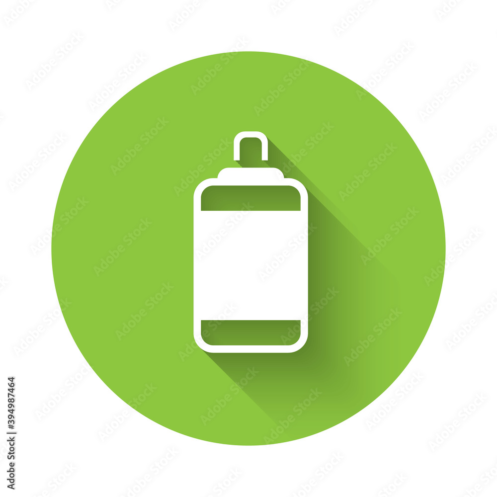 White Punching bag icon isolated with long shadow. Green circle button. Vector. White Punching bag icon isolated with long shadow. Green circle button. Vector.