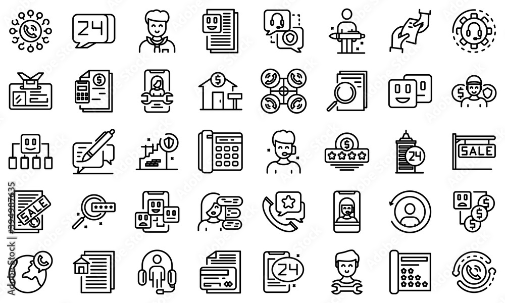 Agent icons set. Outline set of agent vector icons for web design isolated on white background Agent icons set. Outline set of agent vector icons for web design isolated on white background