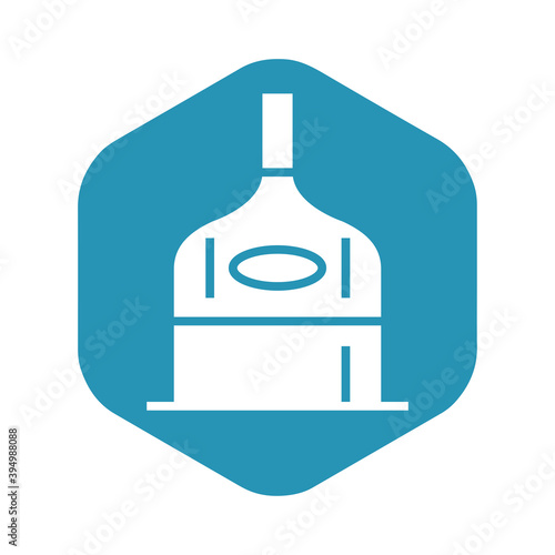 Brewing equipment icon. Silhouette of a modern factory barrel for brewing beer in large volumes. Vector illustration isolated on a white background for design and web.
