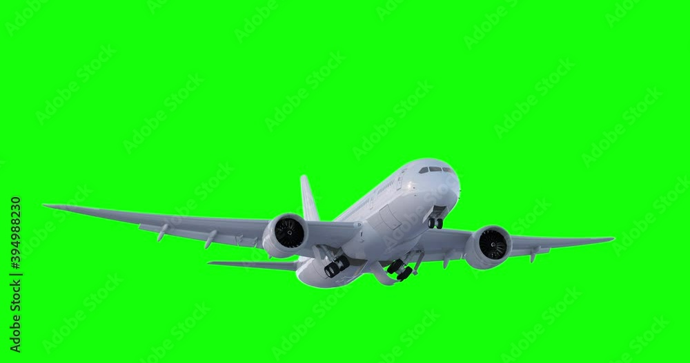 Flying a plane on a green screen. 3D render. Isolated Flying a plane on a green screen. 3D render. Isolated