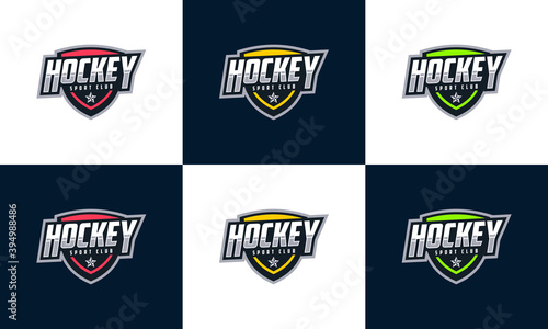 emblem sport logo with Shield, set of colorful logo design template