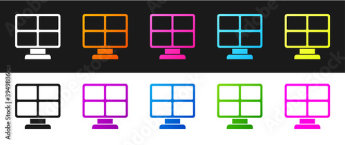 Set Solar energy panel icon isolated on black and white background. Vector.