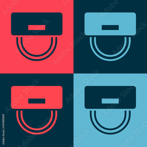 Pop art Bellboy hat icon isolated on color background. Hotel resort service symbol. Vector.