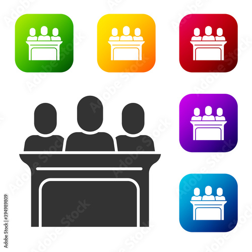 Black Jurors icon isolated on white background. Set icons in color square buttons. Vector.