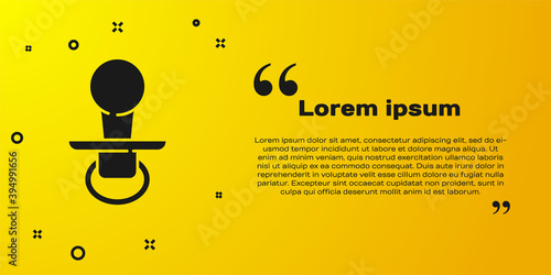 Black Baby dummy pacifier icon isolated on yellow background. Toy of a child. Vector.