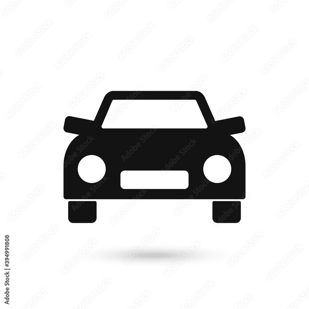 Black Car icon. Automobile symbol front view. Flat style