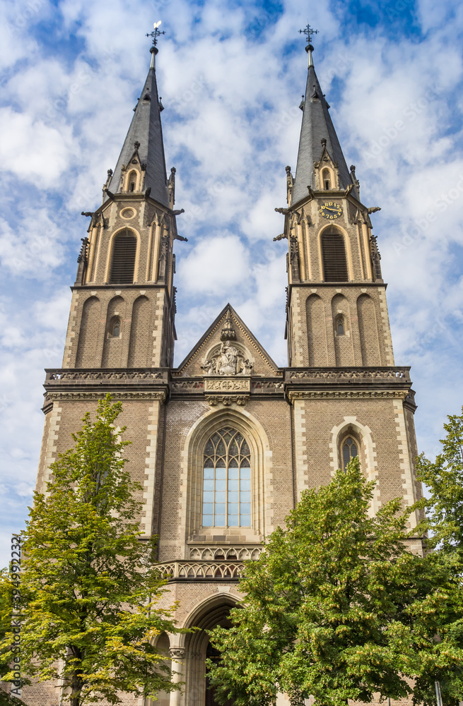 Front facade of the Stiftskirche church in Bonn, Germany