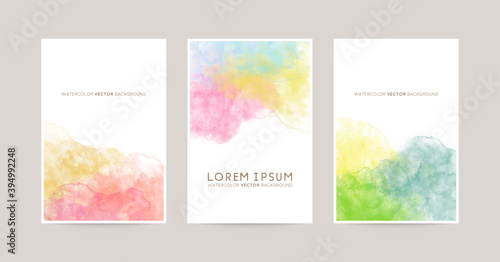 card design with watercolor abstract brush decoration