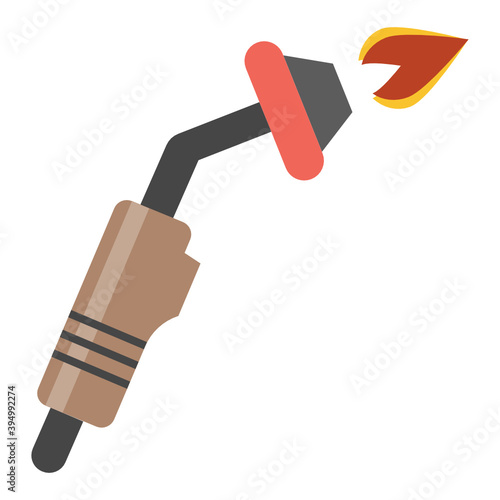 Gas tungsten arc welding Concept, Mig Flame Gun Vector Color Icon Design, Arc welding equipment and Metal Work Symbol on white background, Construction and Industrial manufacturing Sign 