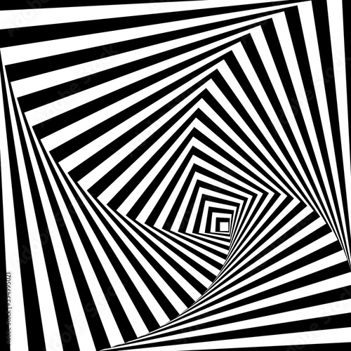 A black and white design optical illusion. Vasarely optical effect.