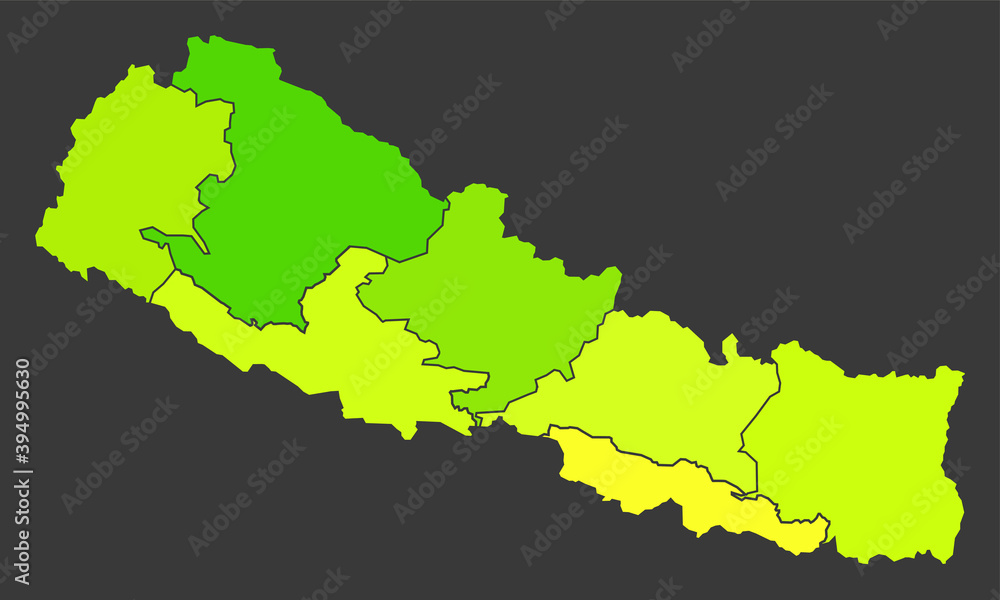 Nepal population heat map as color density illustration