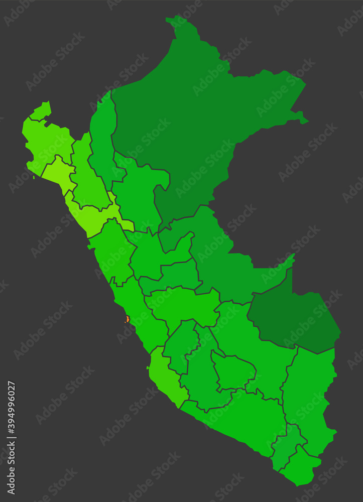 Peru population heat map as color density illustration