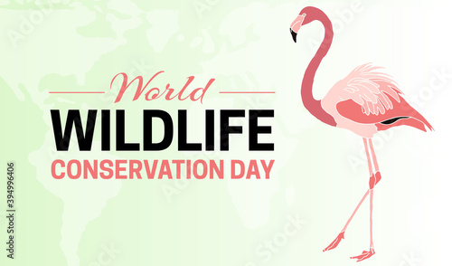 Colorful World Wildlife Conservation Day  Background Illustration with Flamingo