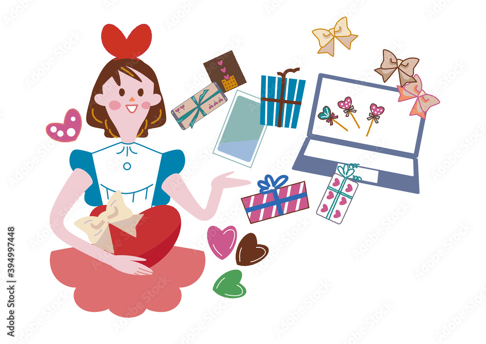 ハッピーバレンタイン かわいい女の子とハート セット イラスト
ハッピーバレンタイン かわいい女の子とハート セット イラスト