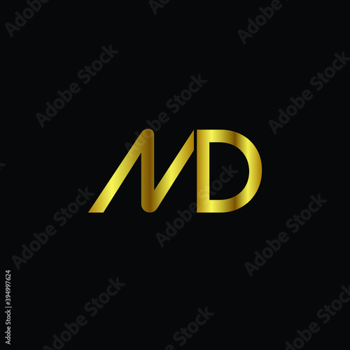 Creative Professional Trendy and Minimal Letter ND Logo Design in Black and Gold Color, Initial Based Alphabet Icon Logo in Editable Vector Format