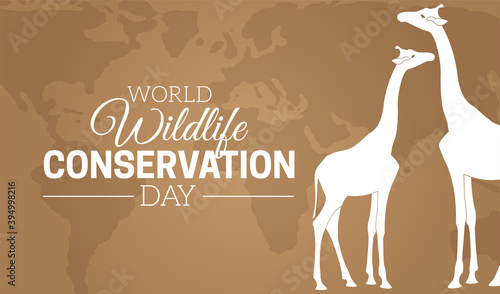 World Wildlife Conservation Day  Background Illustration with Giraffes photo