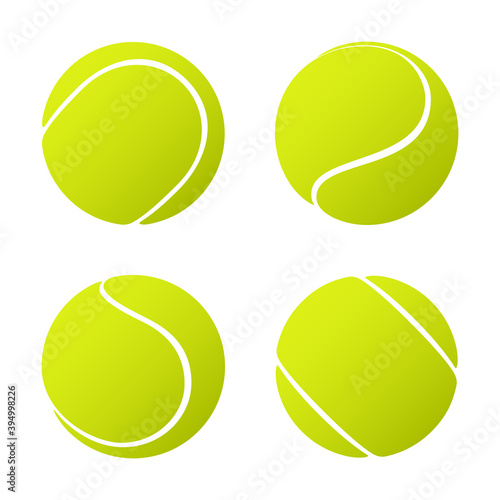 Set of tennis balls isolated on white background