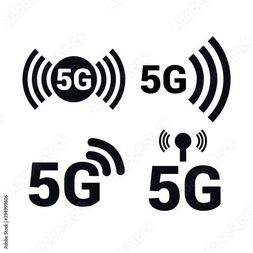 Vector image. 5G wifi technology icon. Black color image.