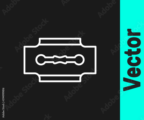 White line Blade razor icon isolated on black background. Vector.