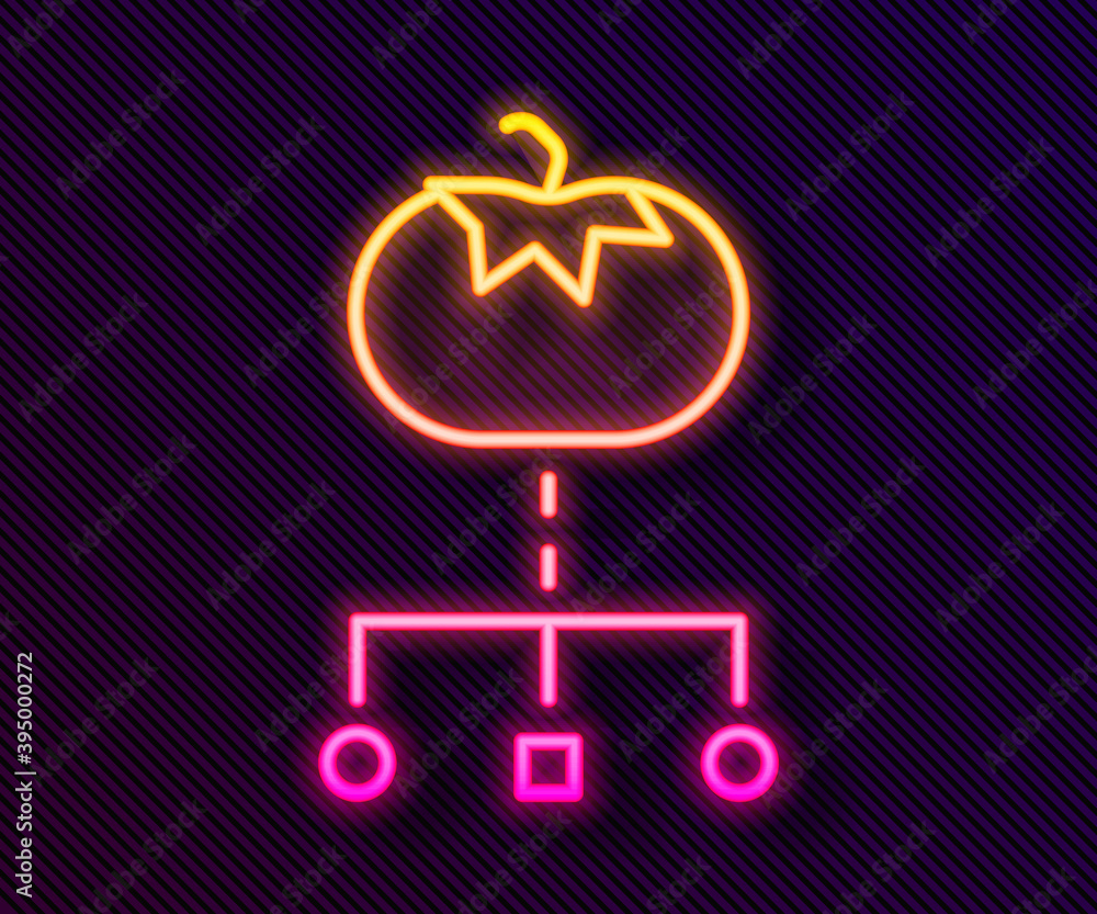 Glowing neon line Genetically modified food icon isolated on black background. GMO fruit. Vector. Glowing neon line Genetically modified food icon isolated on black background. GMO fruit. Vector.