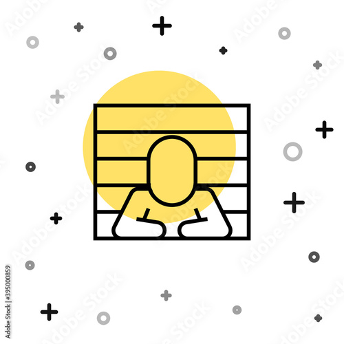 Black line Prisoner icon isolated on white background. Random dynamic shapes. Vector.
