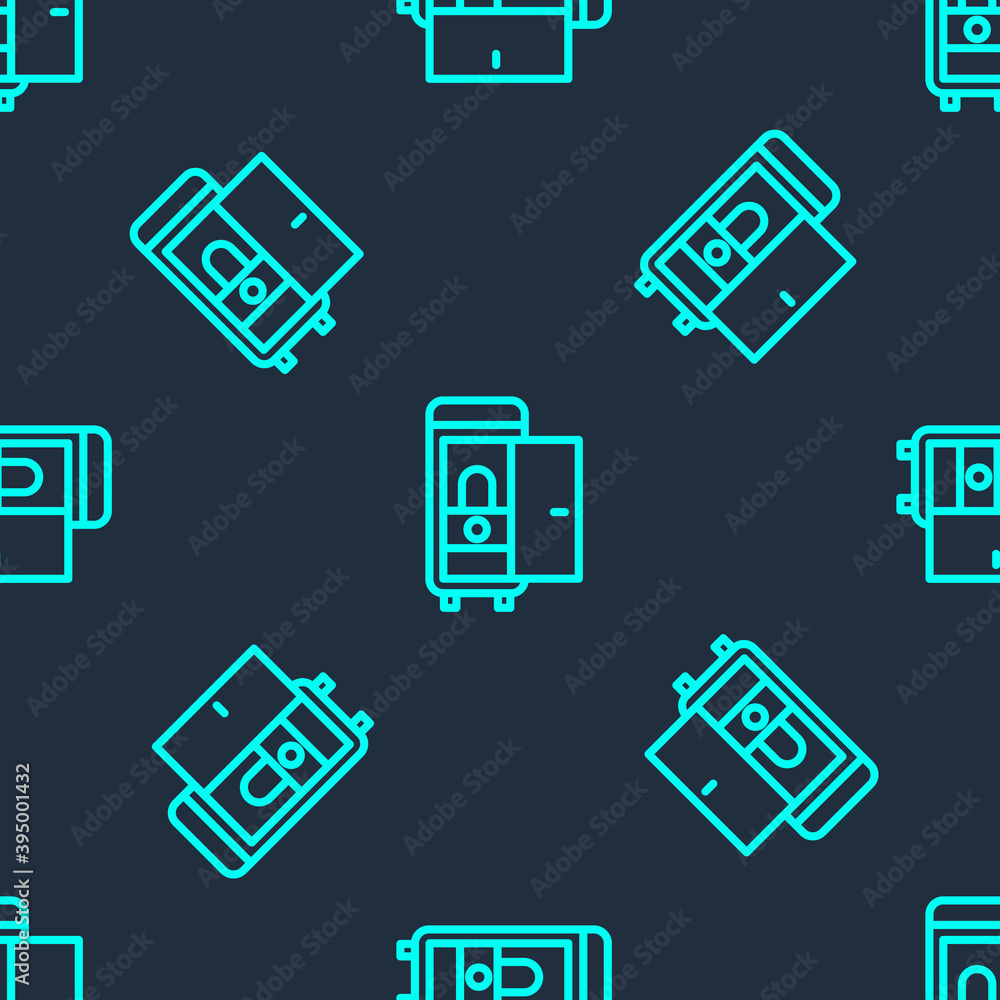 Green line Toilet in the train car icon isolated seamless pattern on blue background. Vector. Green line Toilet in the train car icon isolated seamless pattern on blue background. Vector.