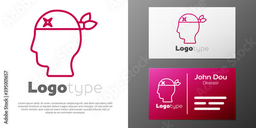 Logotype line Pirate captain icon isolated on white background. Logo design template element. Vector.