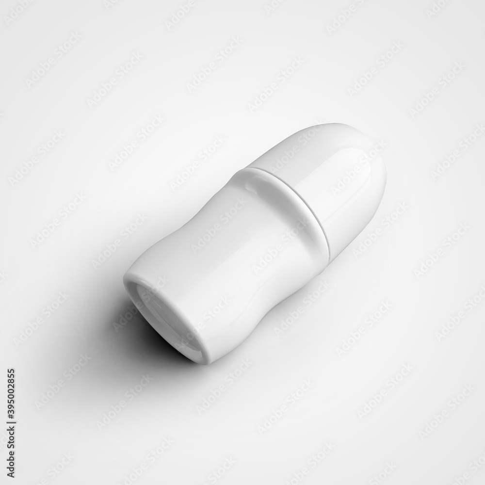 Template of white plastic jar of roll-on deodirant, underarm personal hygiene product, isolated on background. Template of white plastic jar of roll-on deodirant, underarm personal hygiene product, isolated on background.