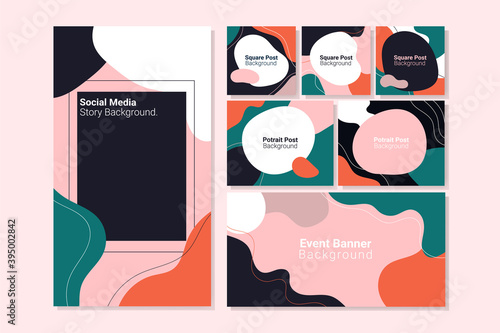 trendy colorful for social media background templates, posts, stories, feeds, insta