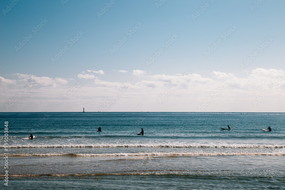 Songjeong beach with surfer people in Busan, Korea