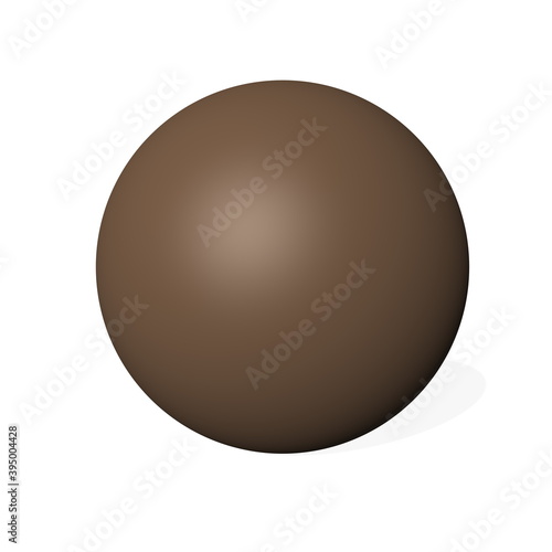 Brown chocolate sphere with little shadow isolated in white background - 3D render