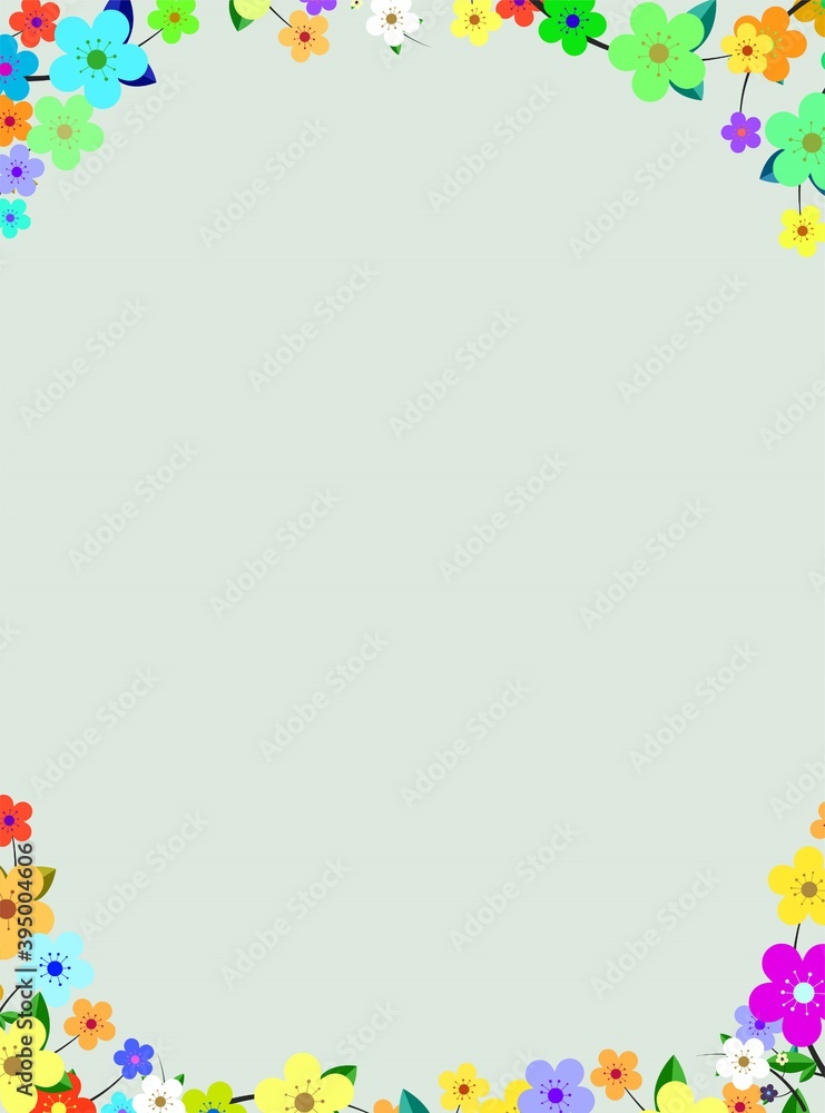 Colorful and beautiful flower frame vector design