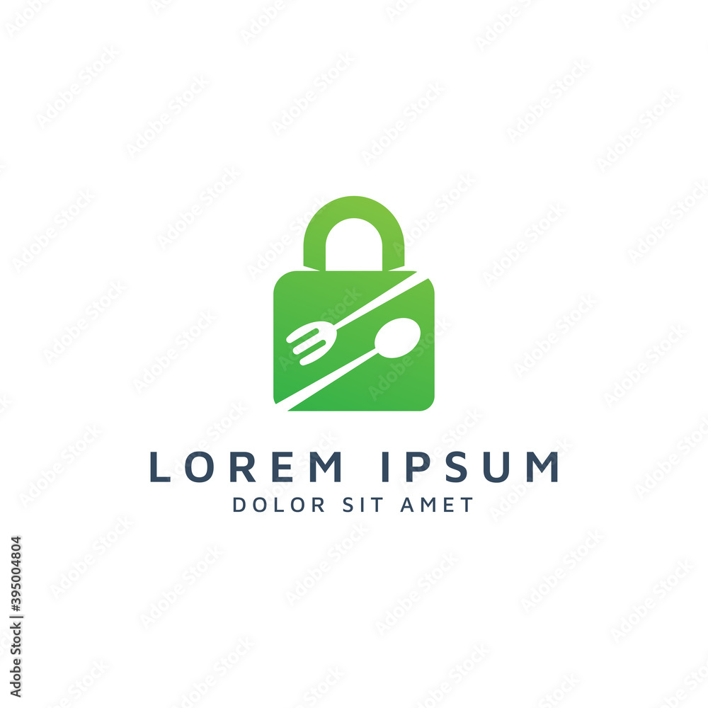 lock and food negative space logo design lock and food negative space logo design