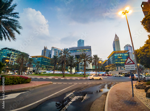 Canvas Print Dubai International Financial Centre DIFC in the downtown Dubai in the UAE