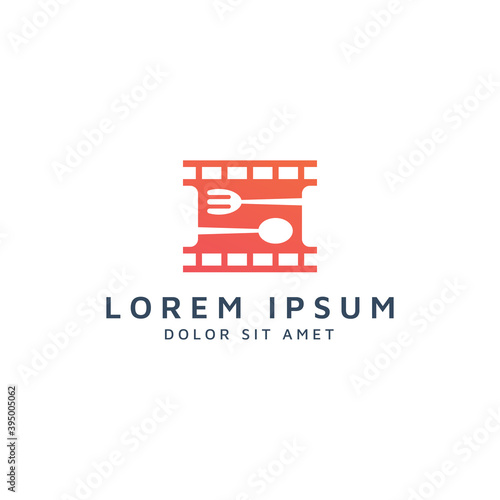 movie and food negative space logo design