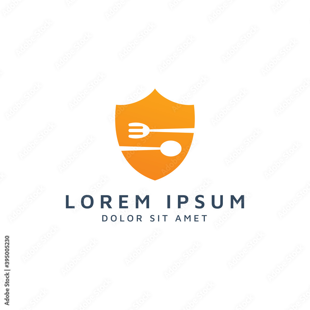 shield and food negative space logo design shield and food negative space logo design