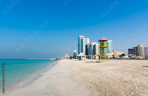 Ajman Corniche Beach beautiful coast in the city downtown area photo