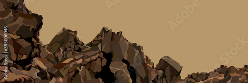 background panorama with a rocky row of stones