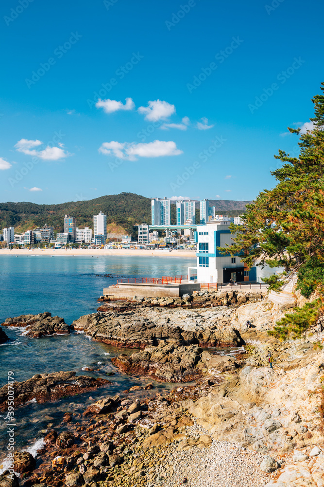 View of Songjeong beach and Jukdo Park in Busan, Korea