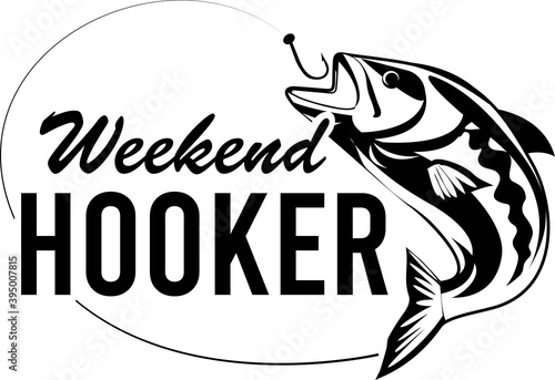 Weekend hooker on white background. Fishing Vector illustration