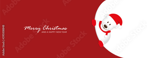 cute icebear looks around the corner funny christmas design vector illustration EPS10