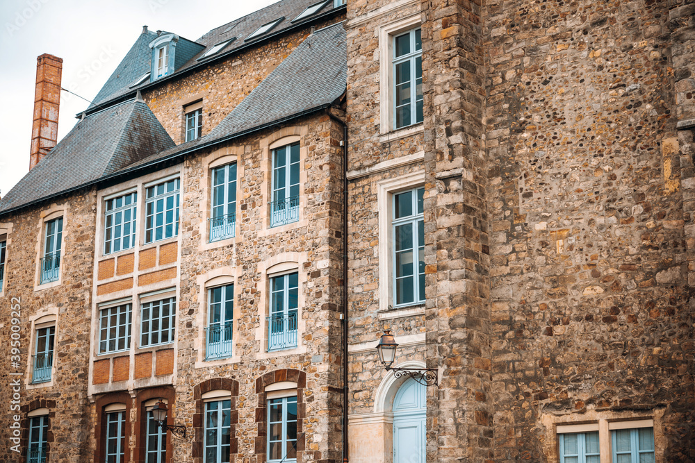 Antique building view in Old Town Le Mans, France