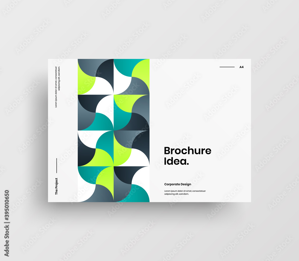 Creative business abstract horizontal front page vector mock up. Corporate geometric report cover illustration design layout. Company identity brochure template.