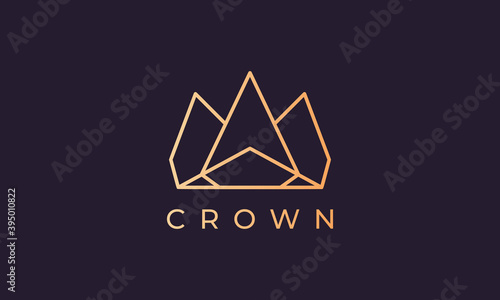 luxury gold royal crown logo in a simple and modern style