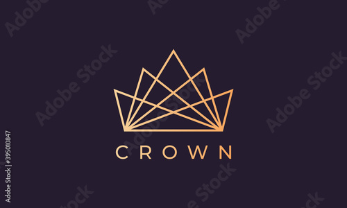 luxury gold kingdom crown logo with simple line art style